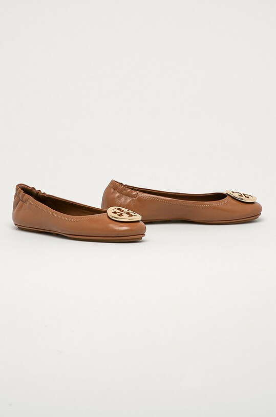 Tory Burch - Baleriny skórzane Minnie Travel Ballet 50393.232 beżowy SS21