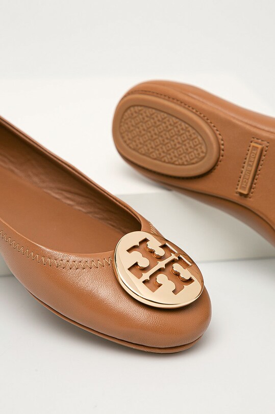 Tory Burch - Baleriny skórzane Minnie Travel Ballet beżowy 50393.232