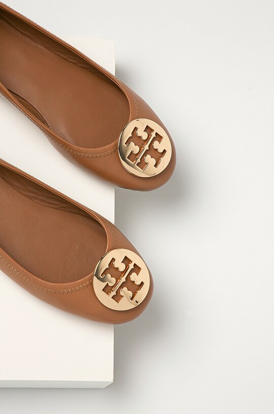 Tory Burch - Baleriny skórzane Minnie Travel Ballet 50393.232 beżowy