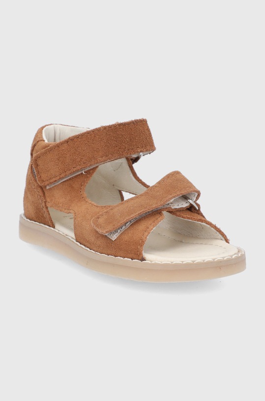 Mrugała Sandały zamszowe dziecięce HUGO.1106.1.19.25.K brązowy SS21