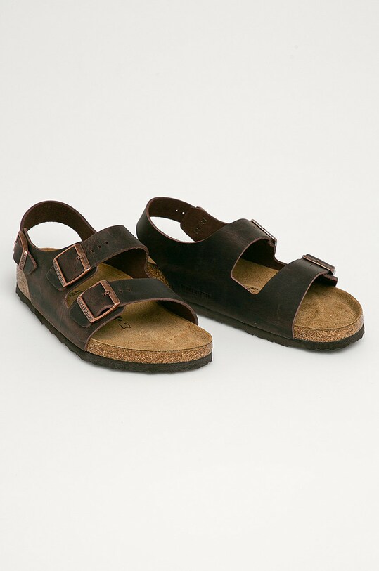 Δερμάτινα σανδάλια Birkenstock Milano 34871 καφέ AA00
