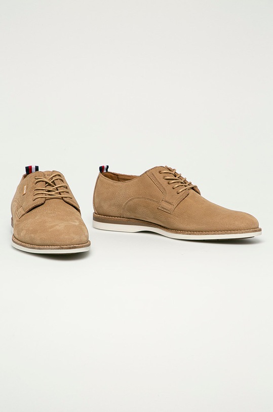 Tommy Hilfiger - Kožené poltopánky FM0FM03411 béžová SS21