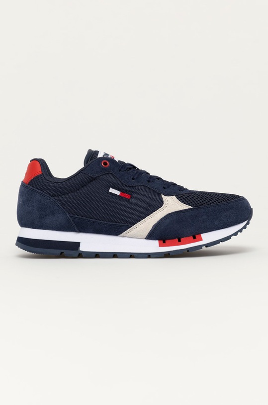 Topánky Tommy Jeans semišová koža tmavomodrá EM0EM00699