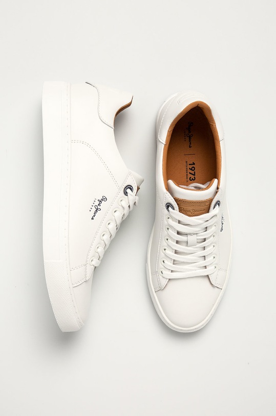 Pepe Jeans - Buty skórzane Joe Cup biały PMS30724