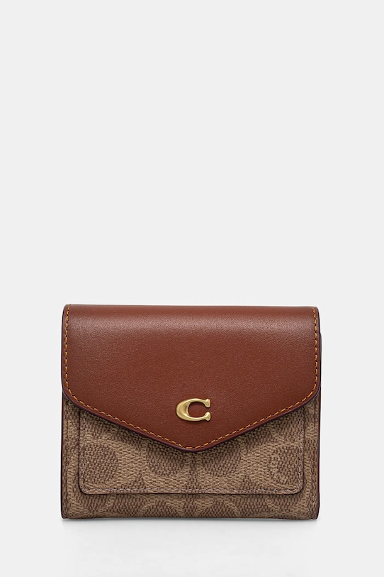 Coach - Δερμάτινο πορτοφόλι λείο δέρμα καφέ C2329