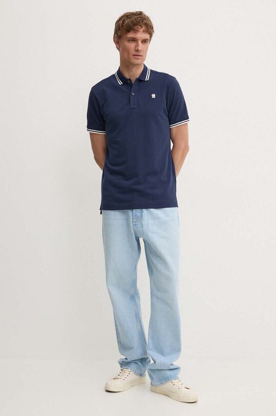 G-Star tricou polo D17127.5864 albastru AW24