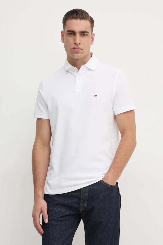 Tommy Hilfiger tricou Polo cu elastan alb MW0MW17770.4891