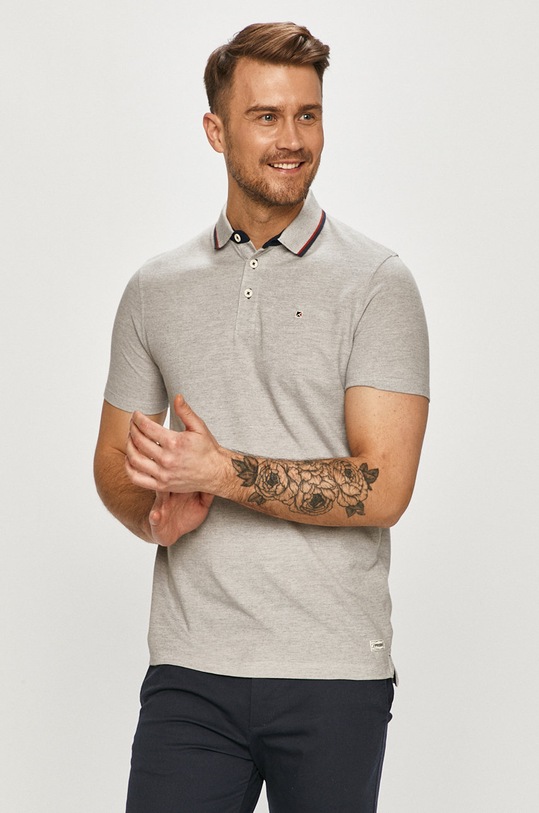Produkt by Jack & Jones - Polo melanż szary 12187214