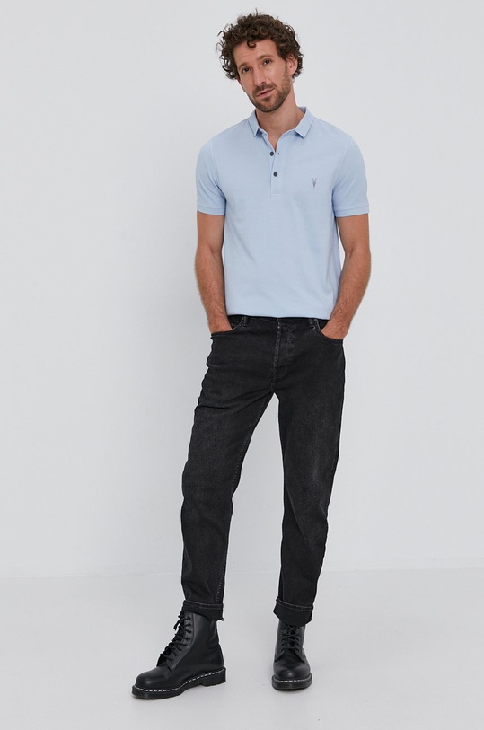AllSaints Polo MD115U turkusowy SS21