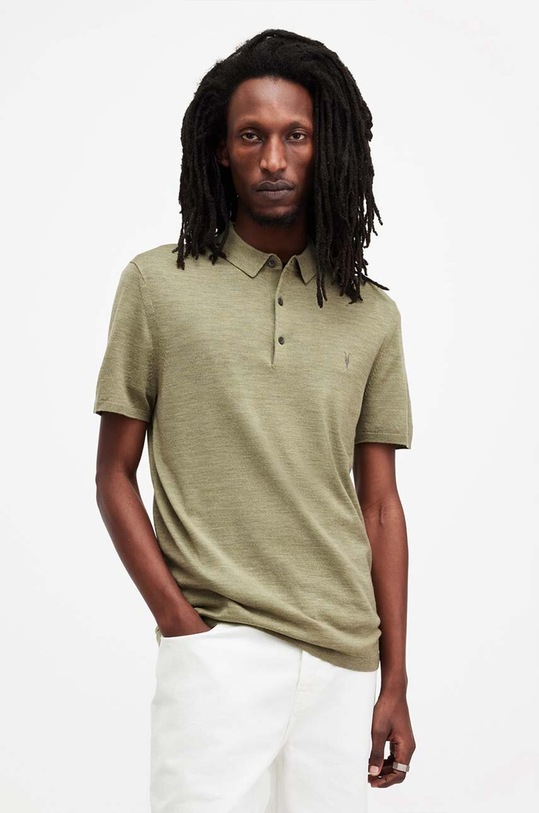 AllSaints polo MODE MERINO SS POLO regular zielony MK021N