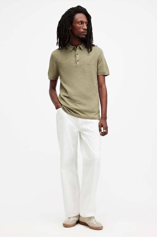 AllSaints polo MODE MERINO SS POLO zielony MK021N