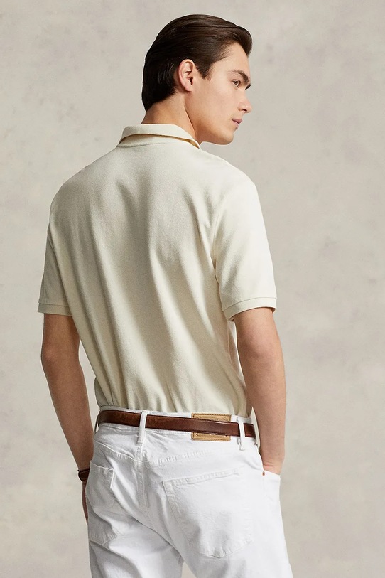 Βαμβακερό μπλουζάκι πόλο Polo Ralph Lauren 710536856 μπεζ AA00