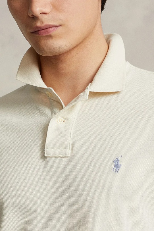 Βαμβακερό μπλουζάκι πόλο Polo Ralph Lauren μπεζ 710536856