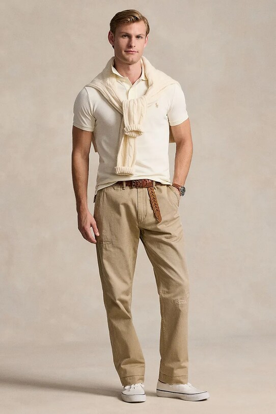 Бавовняне поло Polo Ralph Lauren бежевий 710536856