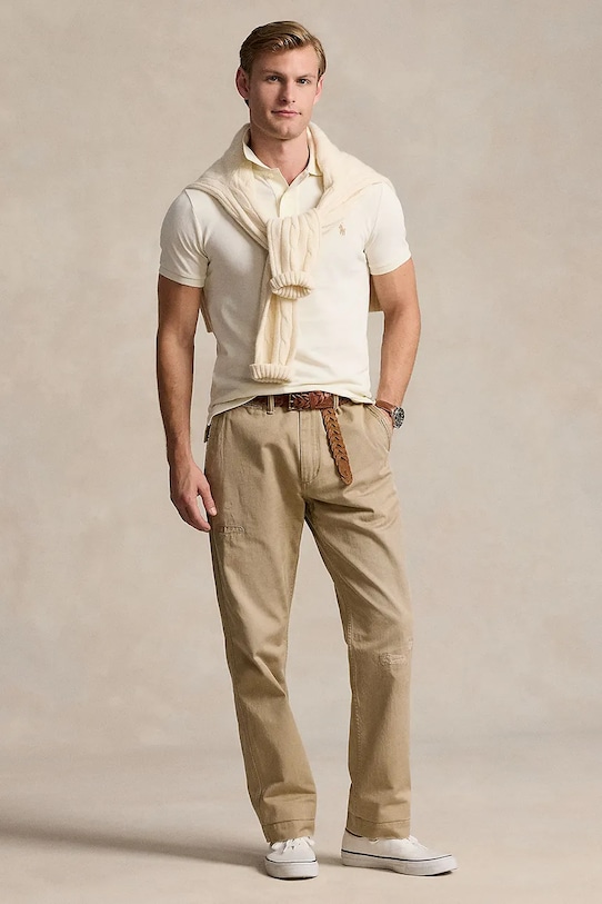 Polo Ralph Lauren polo bawełniane beżowy 710536856