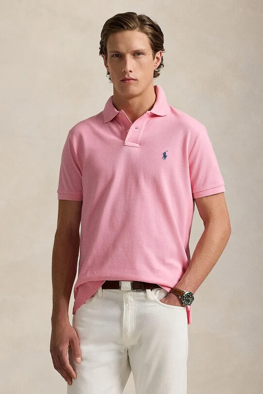 Хлопковое поло Polo Ralph Lauren хлопок розовый 710536856