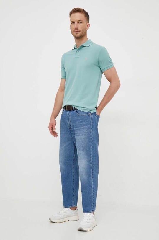 Хлопковое поло Polo Ralph Lauren 710536856 зелёный AA00