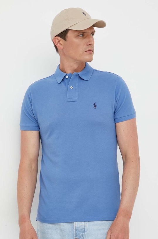Bavlněné polo tričko Ralph Lauren slim modrá 710536856