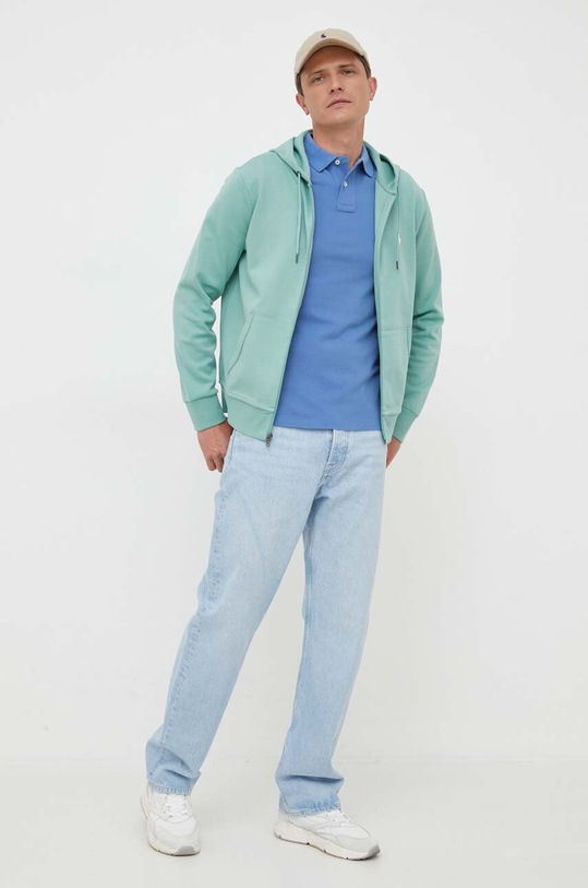 Bavlněné polo tričko Ralph Lauren 710536856 modrá AA00