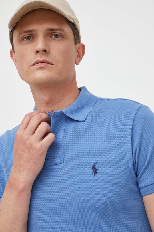 Bavlněné polo tričko Ralph Lauren modrá 710536856