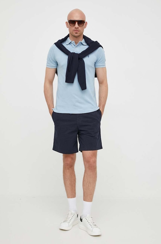Βαμβακερό μπλουζάκι πόλο Polo Ralph Lauren 710536856 μπλε AA00