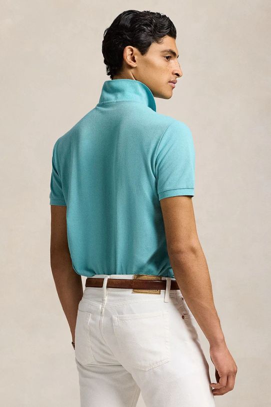 Pamučna polo majica Polo Ralph Lauren 710536856 tirkizna AA00