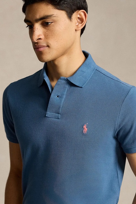 Хлопковое поло Polo Ralph Lauren тёмно-синий 710536856