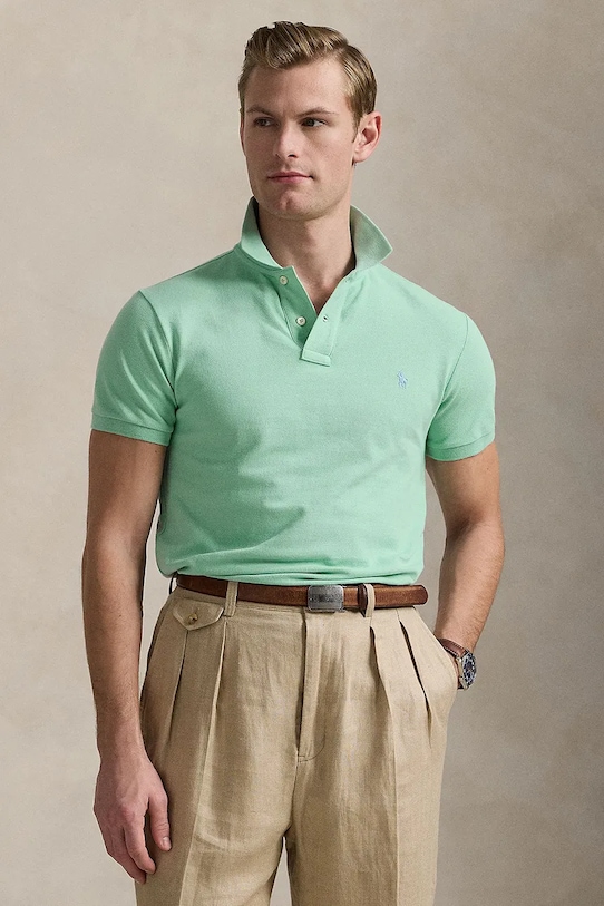 Polo Ralph Lauren polo de bumbac slim turcoaz 710536856