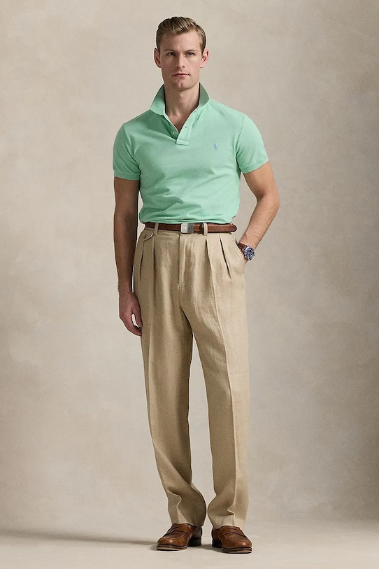 Oblečenie Bavlnené polo tričko Polo Ralph Lauren 710536856 tyrkysová