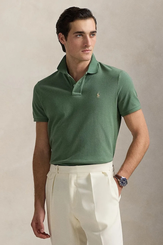 Bavlněné polo tričko Polo Ralph Lauren slim zelená 710536856