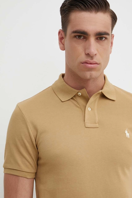 Bavlnené polo tričko Polo Ralph Lauren slim béžová 710536856