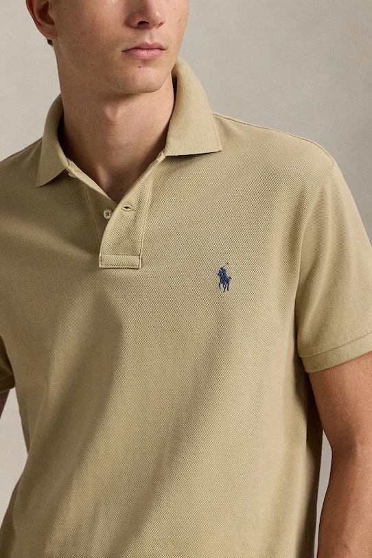 Βαμβακερό μπλουζάκι πόλο Polo Ralph Lauren μπεζ 710536856