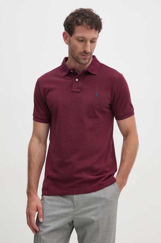 Βαμβακερό μπλουζάκι πόλο Polo Ralph Lauren μπορντό 710536856