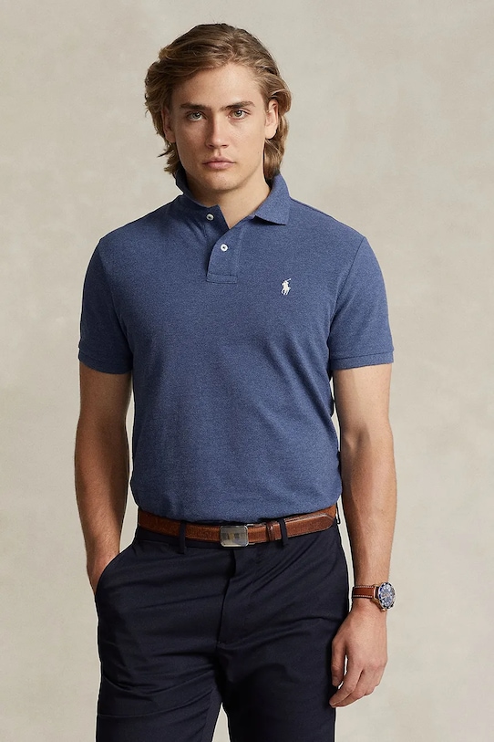 Bavlnené polo tričko Polo Ralph Lauren slim modrá 710536856