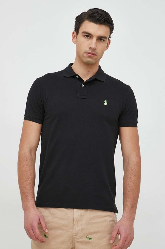 Bavlněné polo tričko Ralph Lauren slim černá 710536856