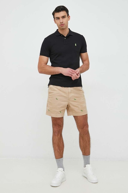 Bavlněné polo tričko Ralph Lauren 710536856 černá AA00