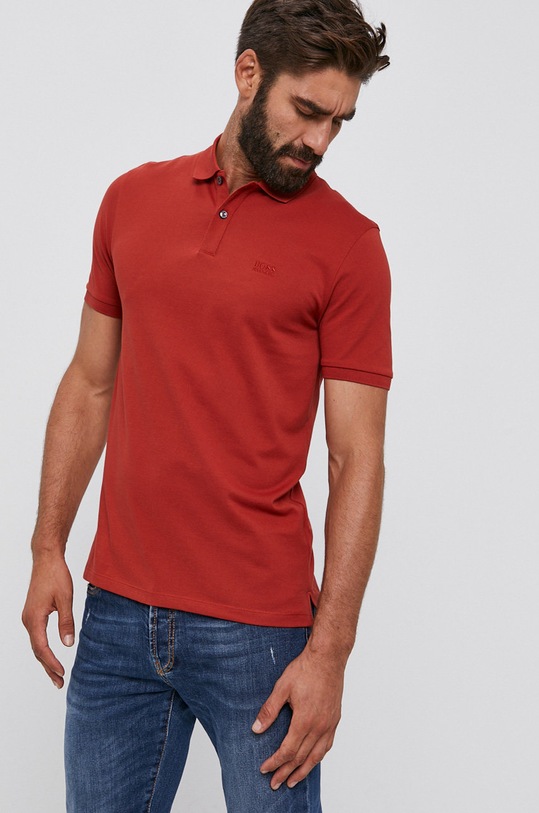 Polo tričko Boss bavlna červená 50425985