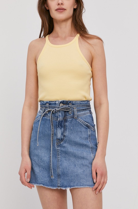 Pepe Jeans fustă din denim uni albastru PL900910.000