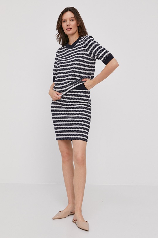 Sukňa Tommy Hilfiger bavlna tmavomodrá WW0WW30459.4891