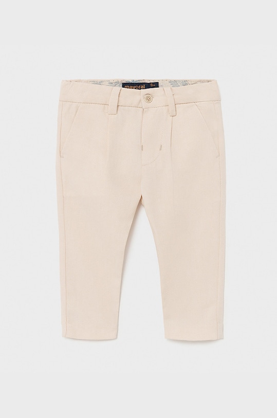 Mayoral - Detské nohavice s prímesou ľanu béžová 1581.3D.BABY