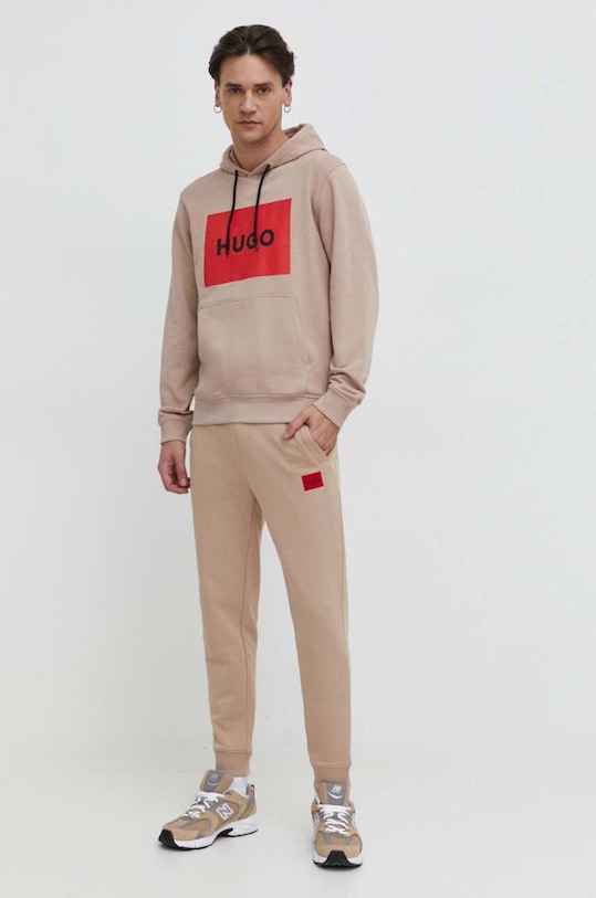 HUGO spodnie dresowe bawełniane 50447963 beżowy AA00