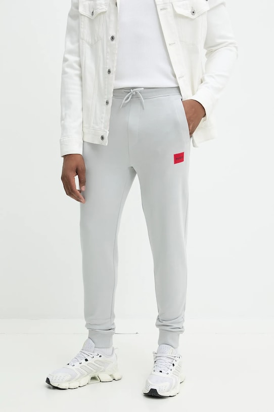 HUGO pantaloni de trening din bumbac uni gri 50447963
