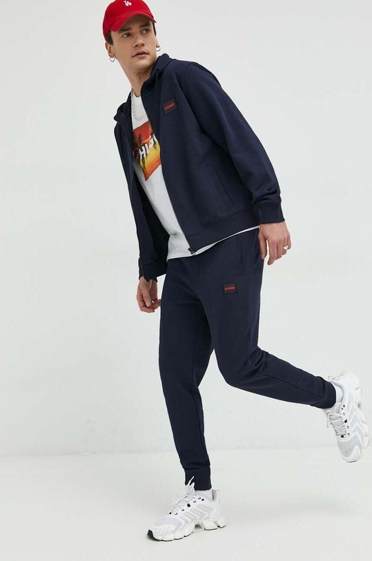 HUGO spodnie dresowe bawełniane 50447963 granatowy AA00