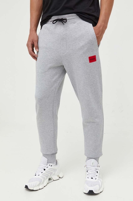 HUGO spodnie dresowe bawełniane melanż szary 50447963