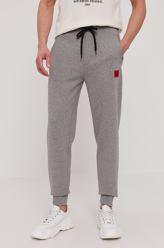 HUGO pantaloni de trening din bumbac tricotaj gri 50447963