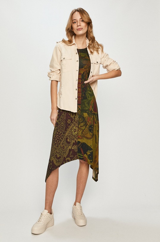 Desigual - Rochie 21SWVKAX verde SS21