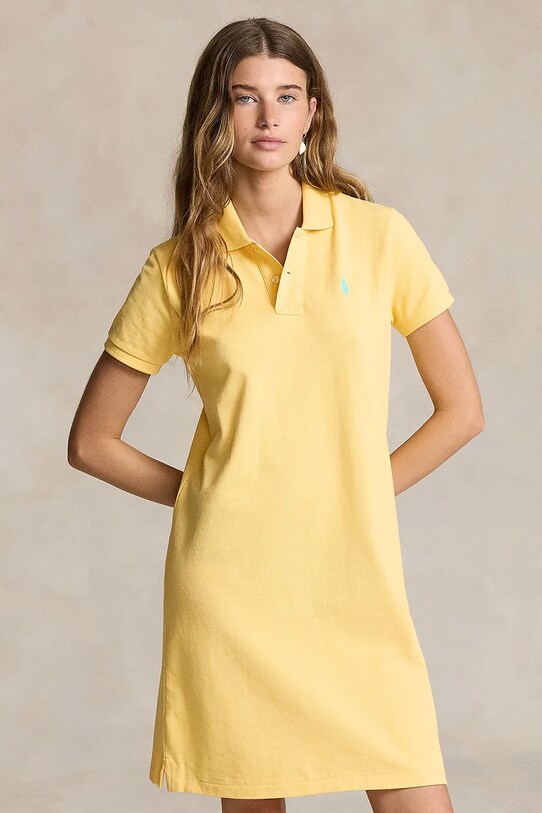 Ρούχα Βαμβακερό φόρεμα Polo Ralph Lauren 211799490010 κίτρινο