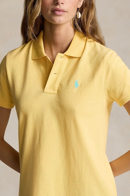 Βαμβακερό φόρεμα Polo Ralph Lauren κίτρινο 211799490010