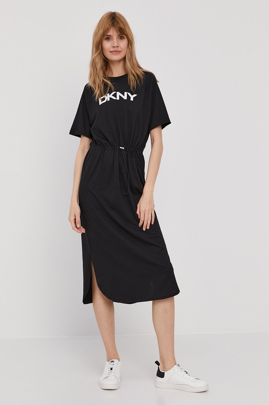 Šaty Dkny midi černá P1BD7EGQ