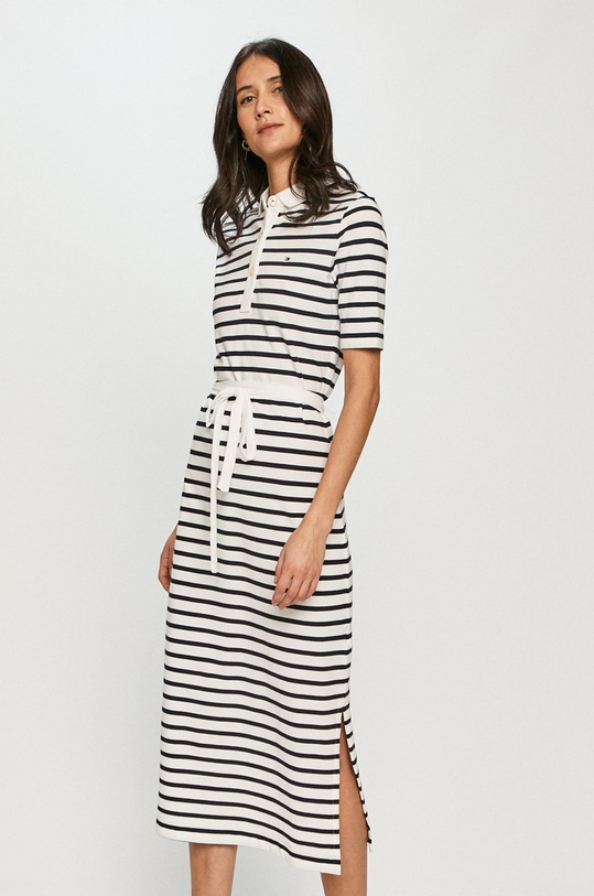 Šaty Tommy Hilfiger pletenina bílá WW0WW30370.4891